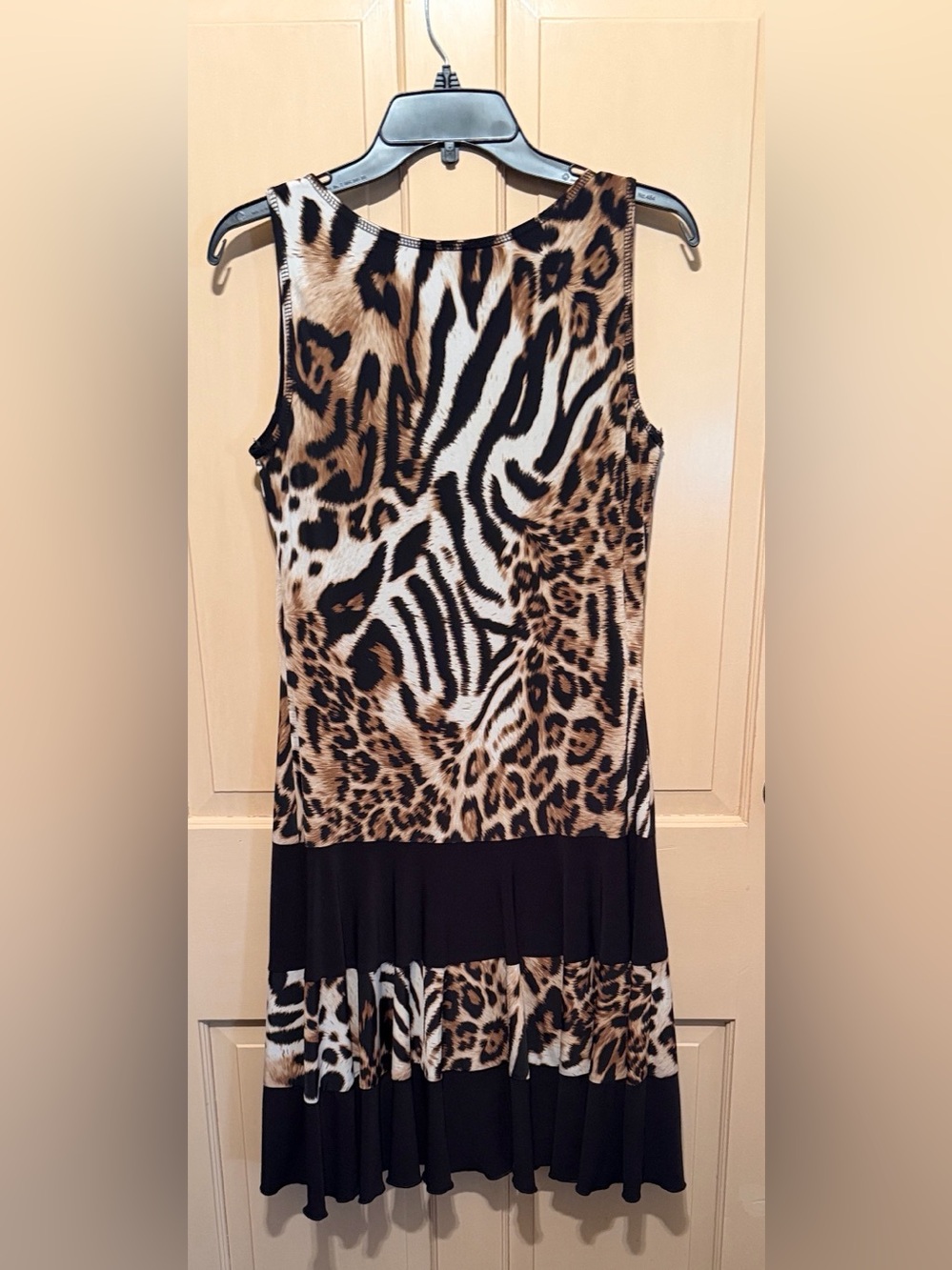 Joseph Ribkoff Leopard Print Sleeveless Midi Dress - Black/Tan - Picture 3 of 3